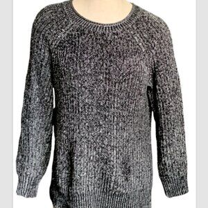 NWT Ellen Tracy Roll Neck Pullover Sweater Side Slits Sz S Black Marl #19N